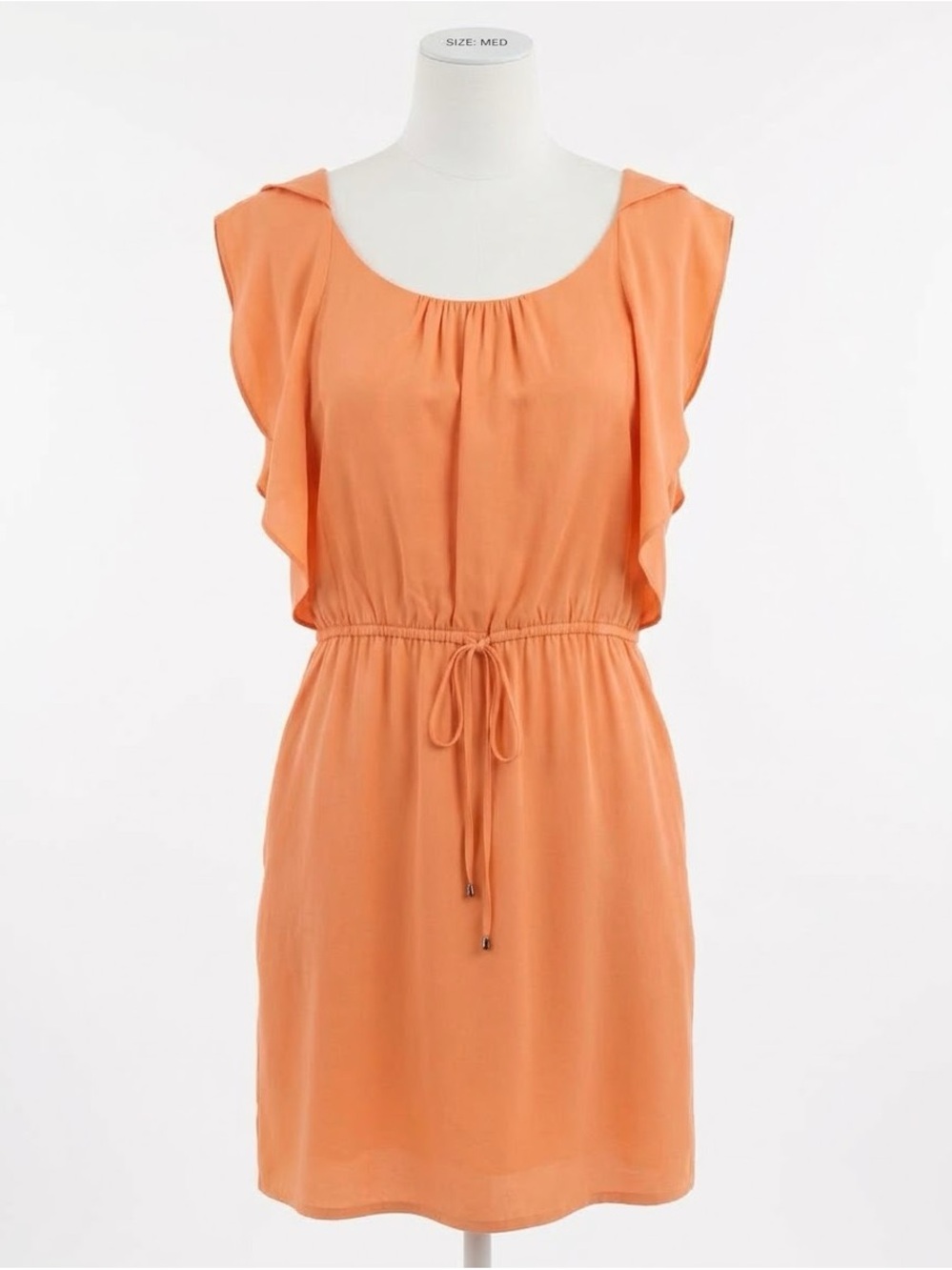 JAVIER SIMORRA Barcelona Silk Tangerine/coral Midi Dress Lined Pockets M *